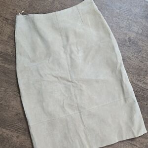 SIENA‎ STUDIO Cream 100% Real Leather Suede Pencil Skirt Sz 4